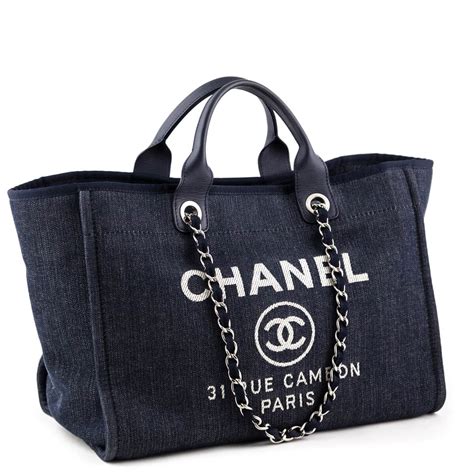 chanel blue jean purse|Chanel denim tote bag.